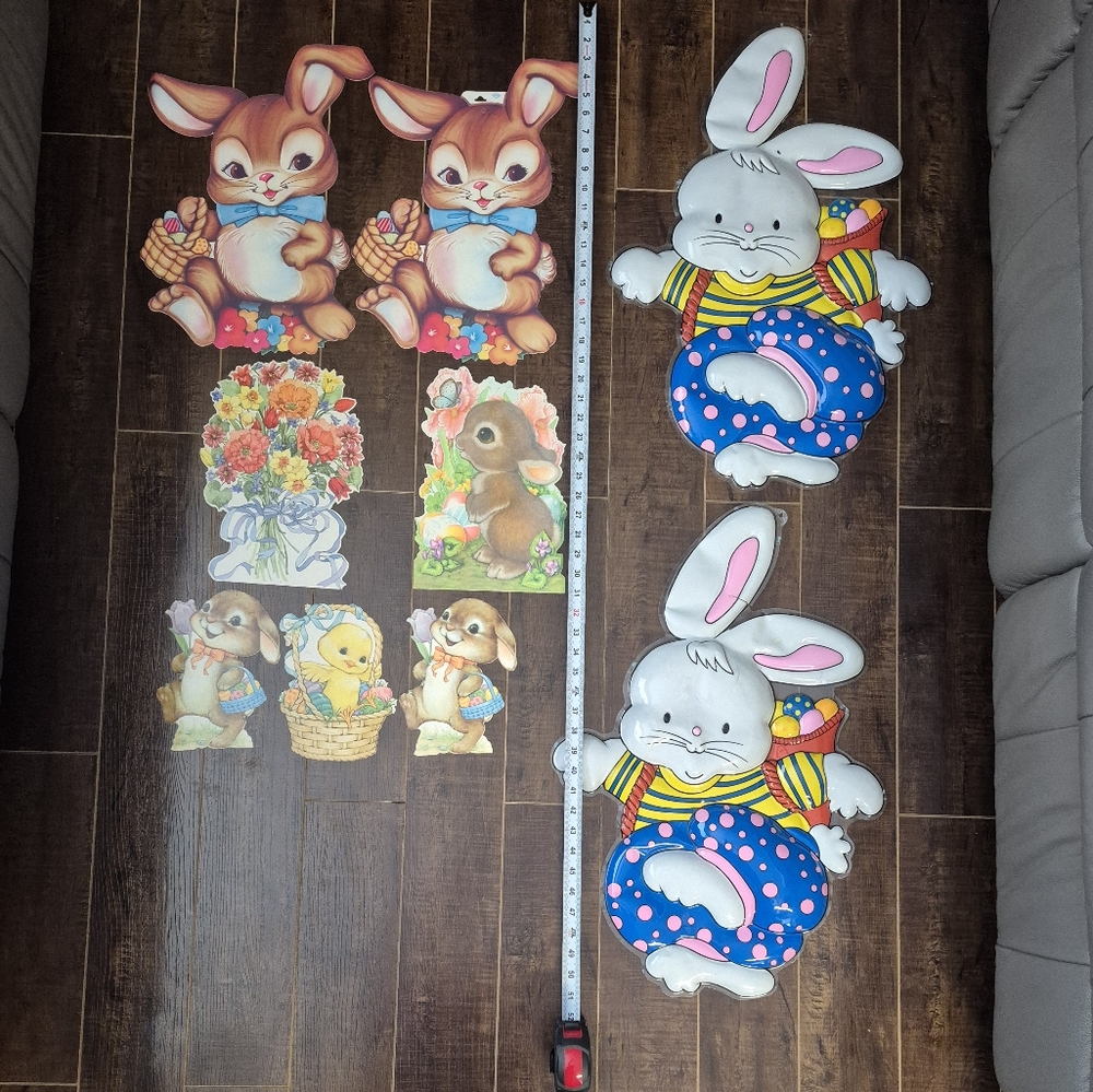 Lot of 9 Rare Vintage Die Cut & Plastic Mold Easter Decorations